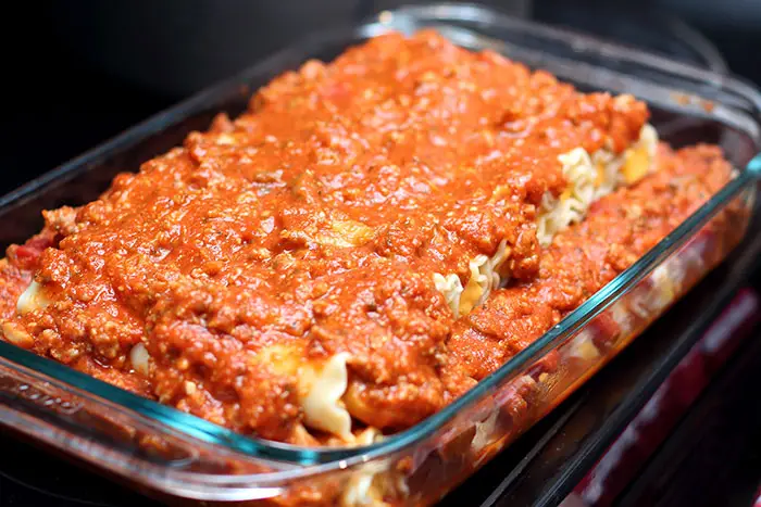 fully assembled cheese lasagna roll-ups casserole