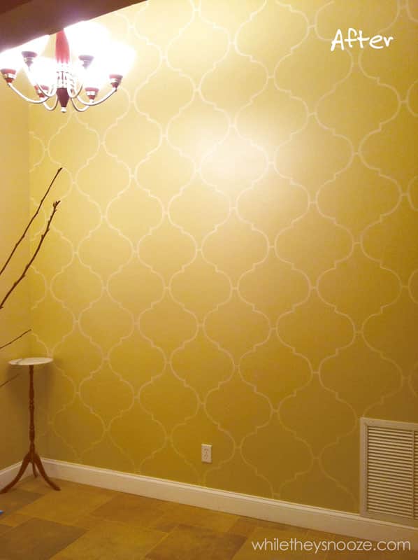 DIY Moroccan style stencil yellow wall paint