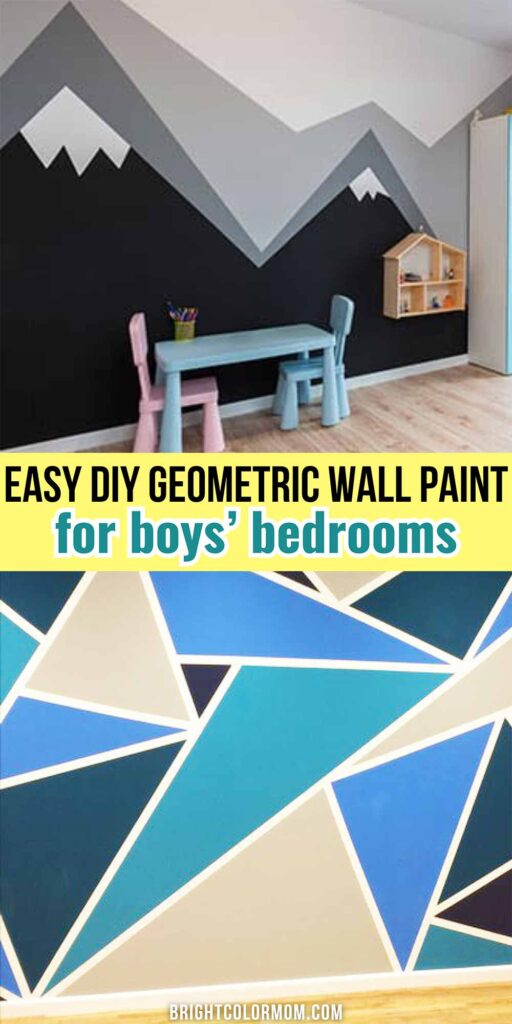 split image of masculine geometric wall paint ideas