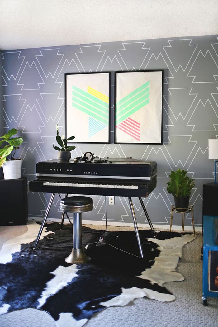 funky wall design created with paint pens