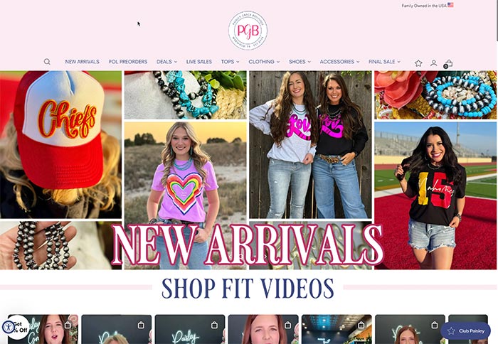 screenshot of Paisley Grace Boutique