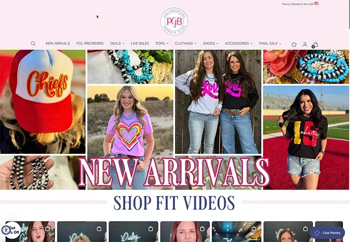 screenshot of Paisley Grace Boutique