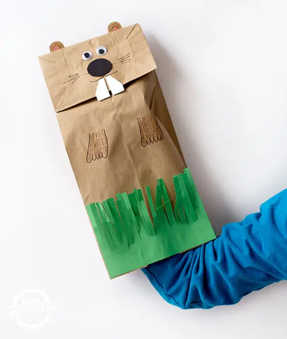 groundhog paper bag puppet