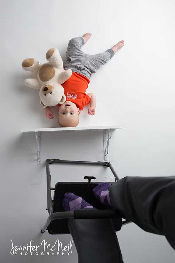 behind the scenes look at baby on a shelf photo shoot