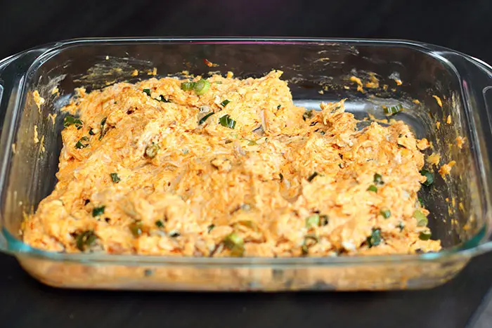 casserole of buffalo chicken dip