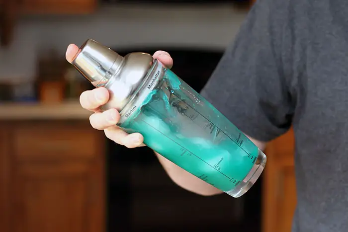 shaking up sonic screwdriver in cocktail shaker