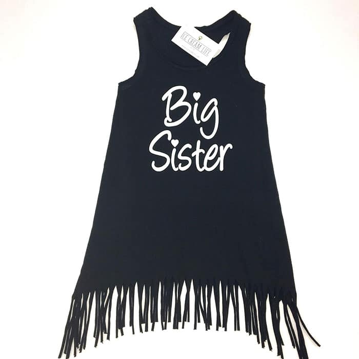 big sister black fringe dress