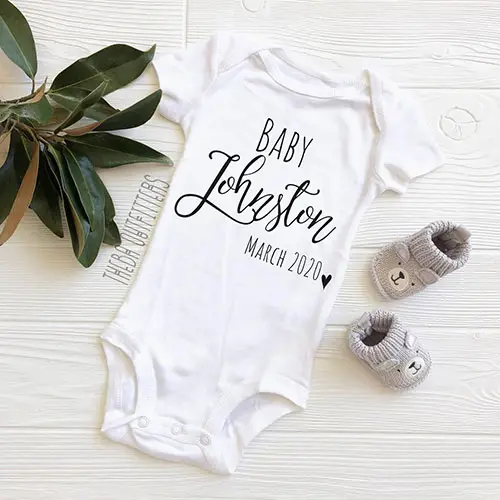 baby due date custom pregnancy announcement onesie