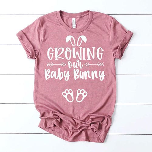 growing our baby bunny Easter pregnancy announcement shirt