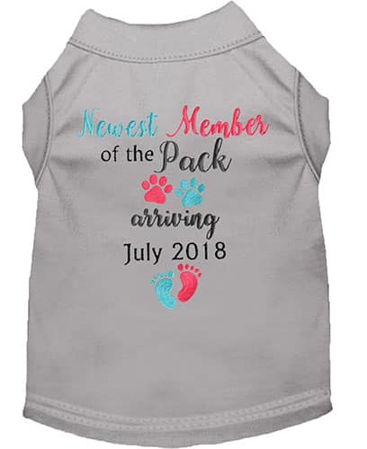 newest member of the pack arriving pregnancy announcement dog shirt