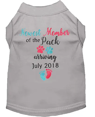 newest member of the pack arriving pregnancy announcement dog shirt