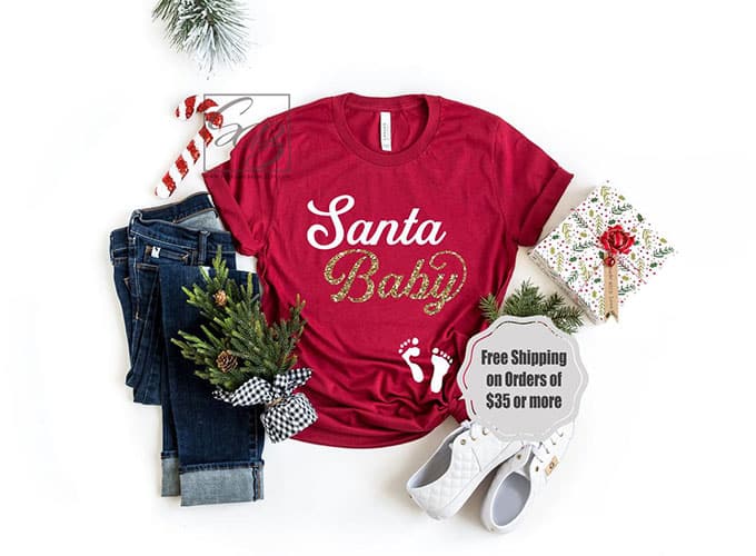 santa baby christmas pregnancy announcement shirt