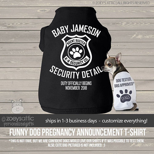 security detail pregnancy announcement dog shirt