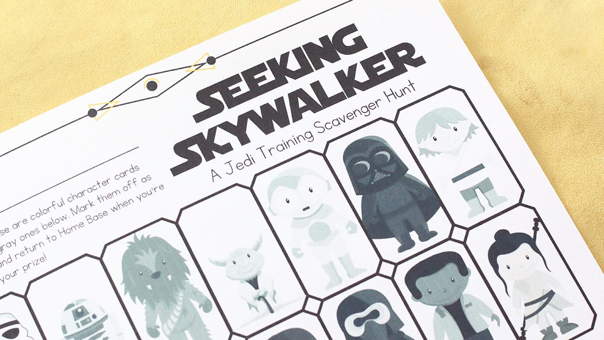 Star Wars scavenger hunt tracking sheet