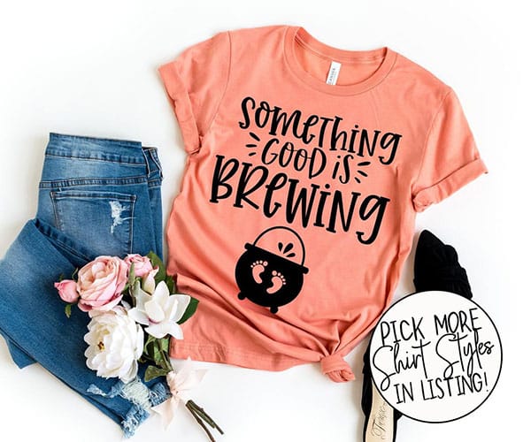 something good is brewing halloween pregnancy announcement shirt