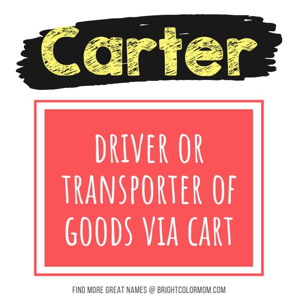 Carter: driver or transporter of goods via cart