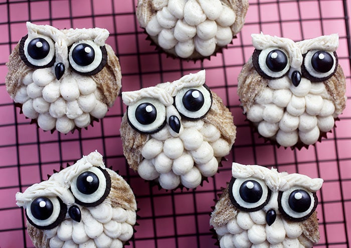 cinnamon sugar owl cupcakes