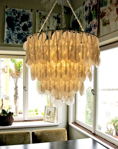 paper capiz shell chandelier for baby girl nursery