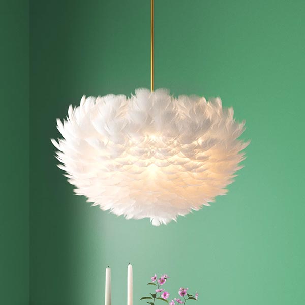 a white feather chandelier