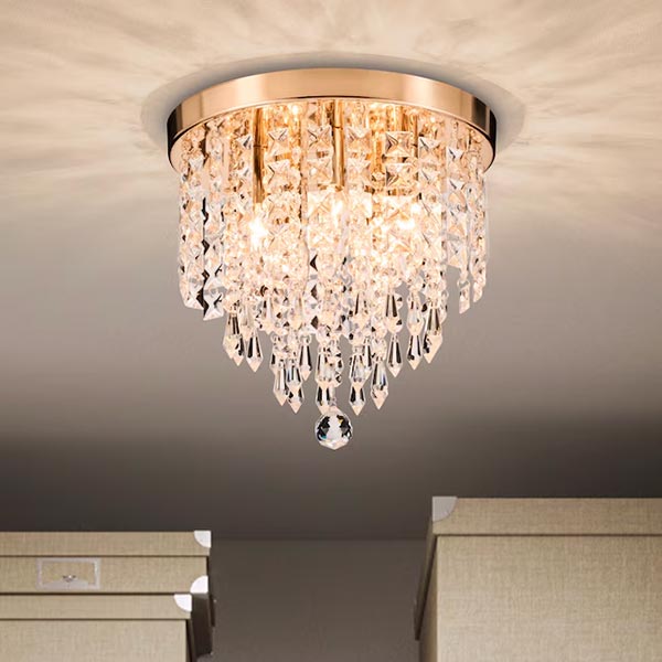 a flush mount chandelier in a nursery