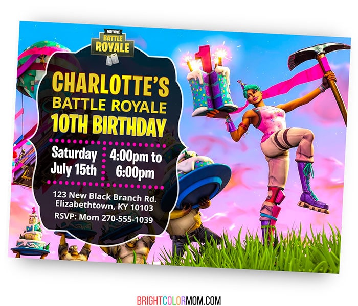 fortnite birthday invitation battle royale