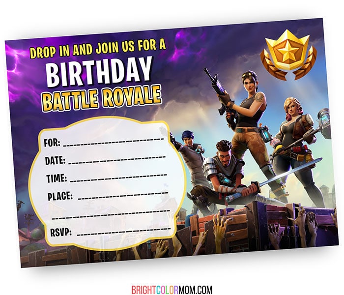 Free Printable Llama Fortnite Birthday Invitations