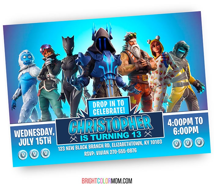 18 Free Printable Fortnite Invitations For Birthdays And More