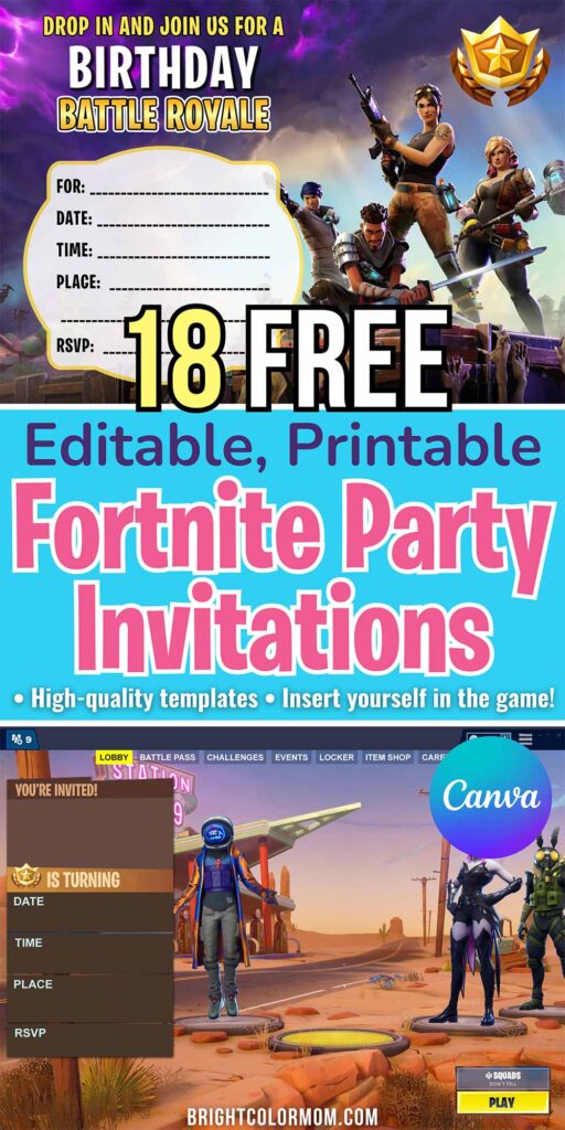 samples of Fortnite birthday invitations