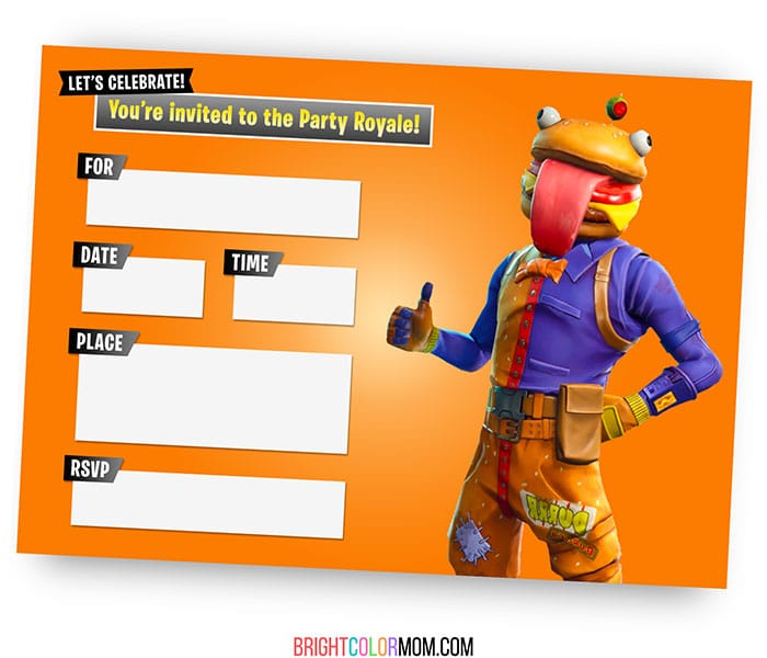 18 FREE Printable Fortnite Invitations for Birthdays and More