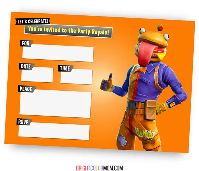 fortnite party invitation featuring beef boss