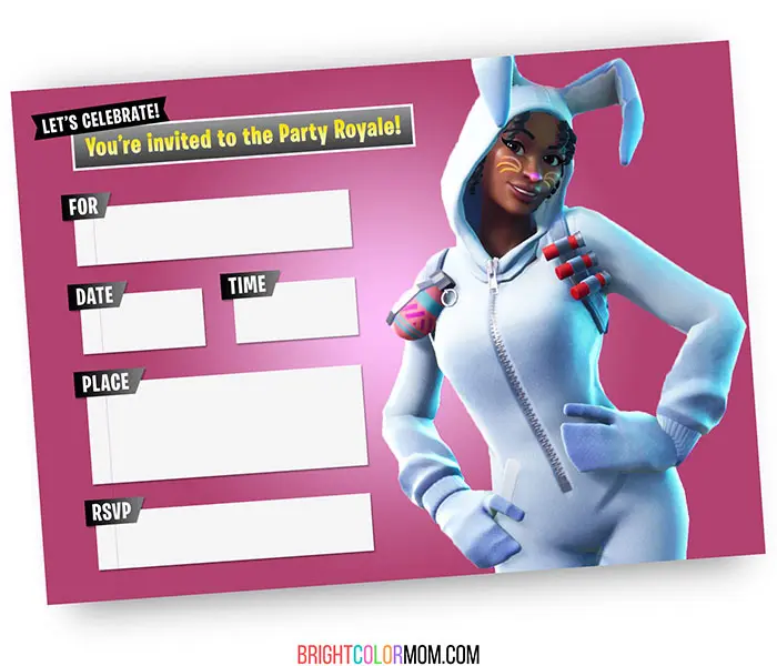 fortnite party invitation featuring bunny brawler