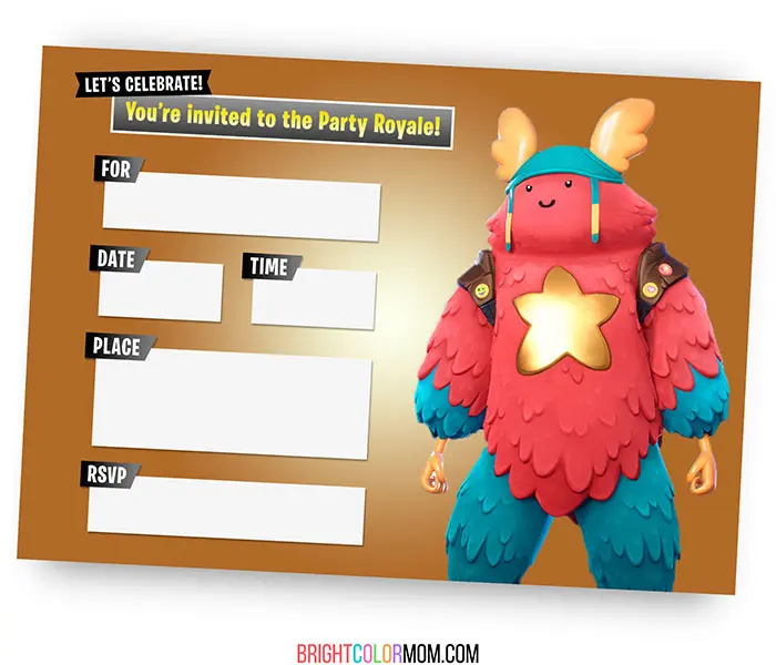 fortnite party invitation featuring guff