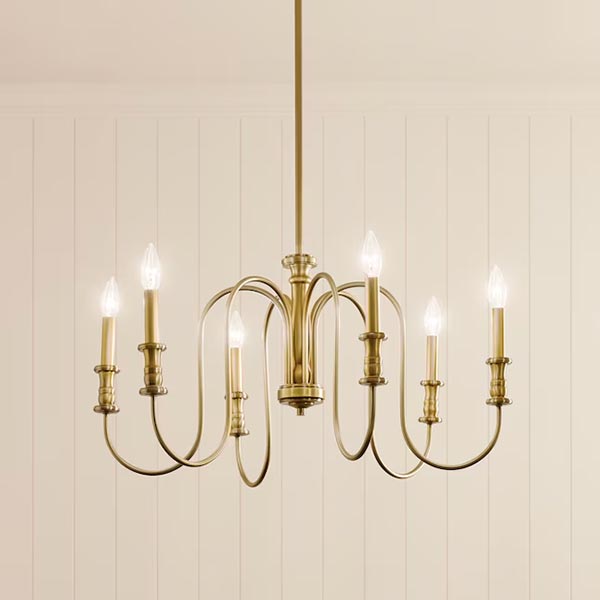 a French nursery chandelier with curved arms