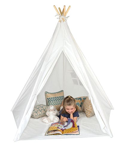 giant white pine wood teepee for toddler bedroom