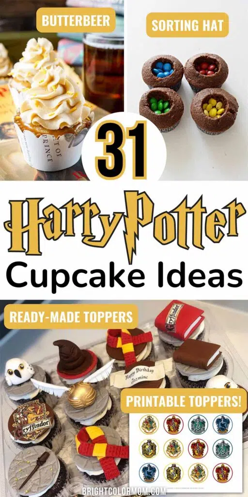 a collage of Harry Potter cupcake ideas