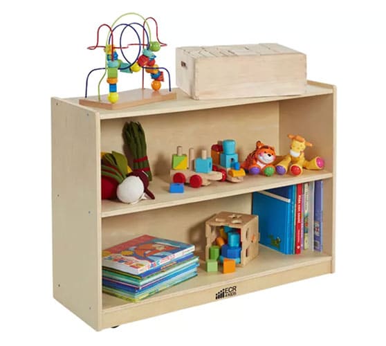 Montessori toddler room toy shelves