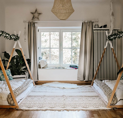 montessori toddler beds setup for twins