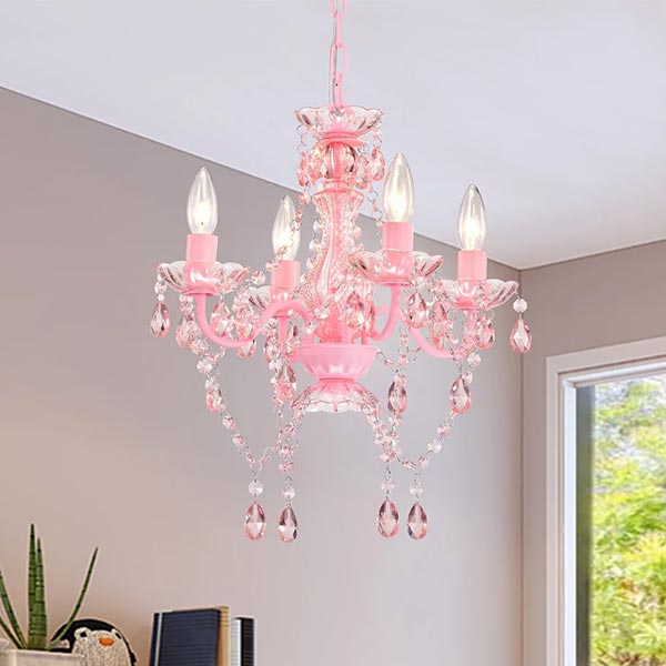 a pink crystal chandelier