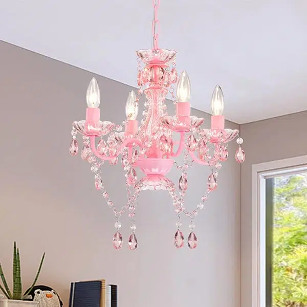 a pink crystal chandelier