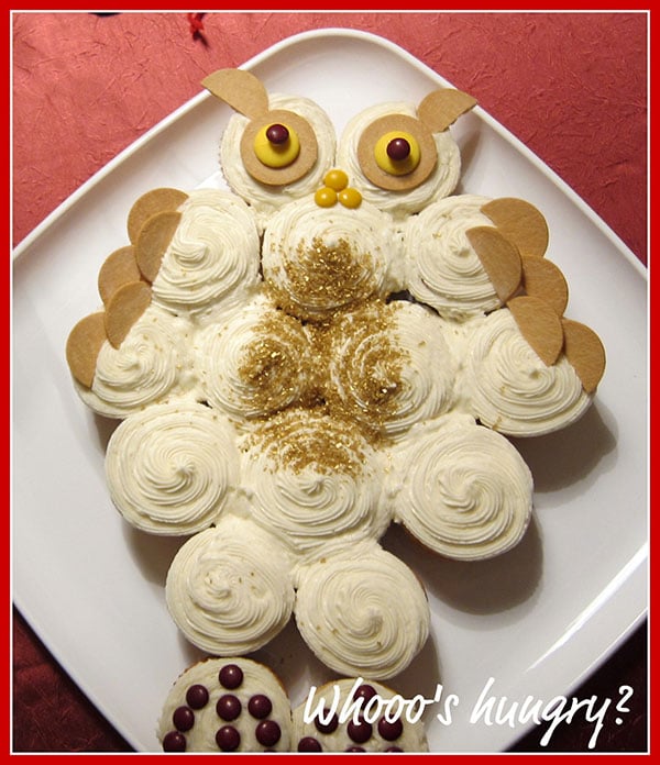 snowy white owl pull-apart cupcakes cake