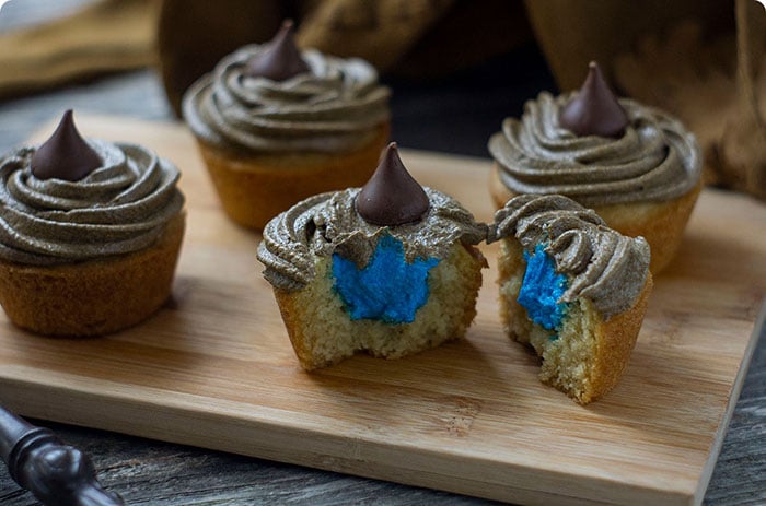 Harry Potter sorting hat cupcakes with colored fillings