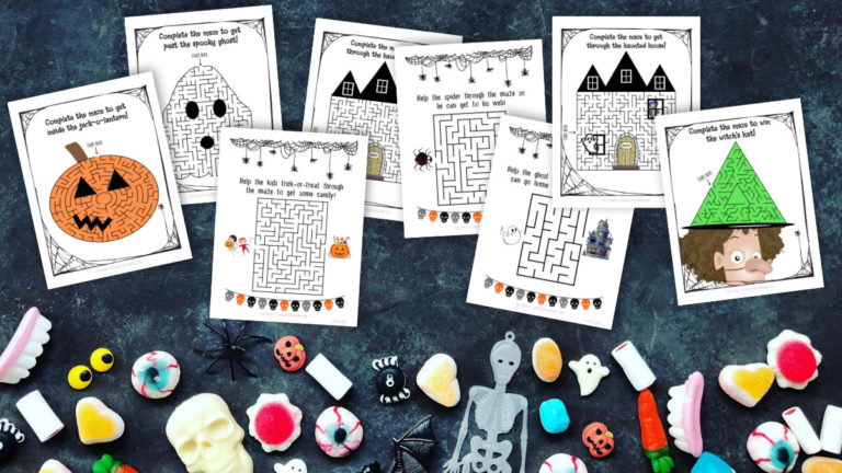 25 Not-So-Scary Halloween Maze Printable Worksheets for Kids