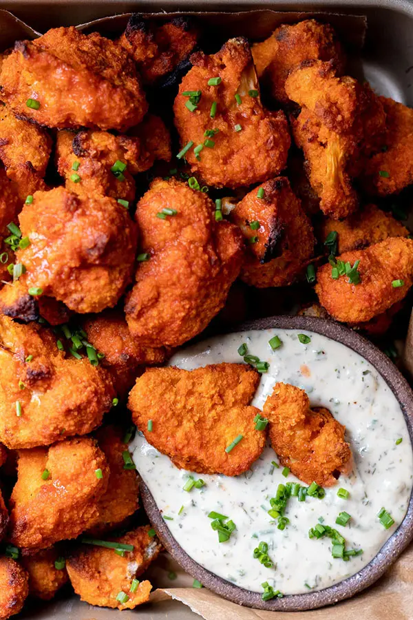 cauliflower buffalo wings with tahini ranch