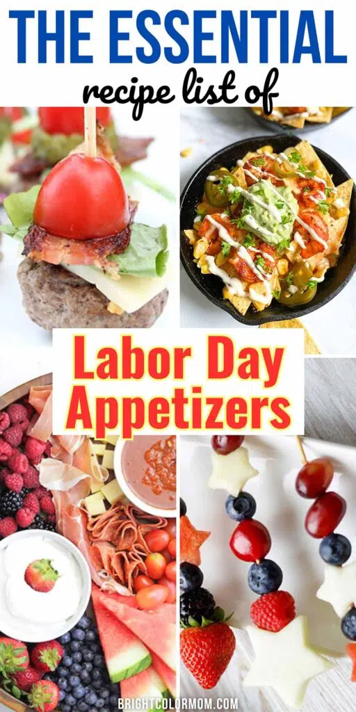 collage of Labor Day themed appetizers