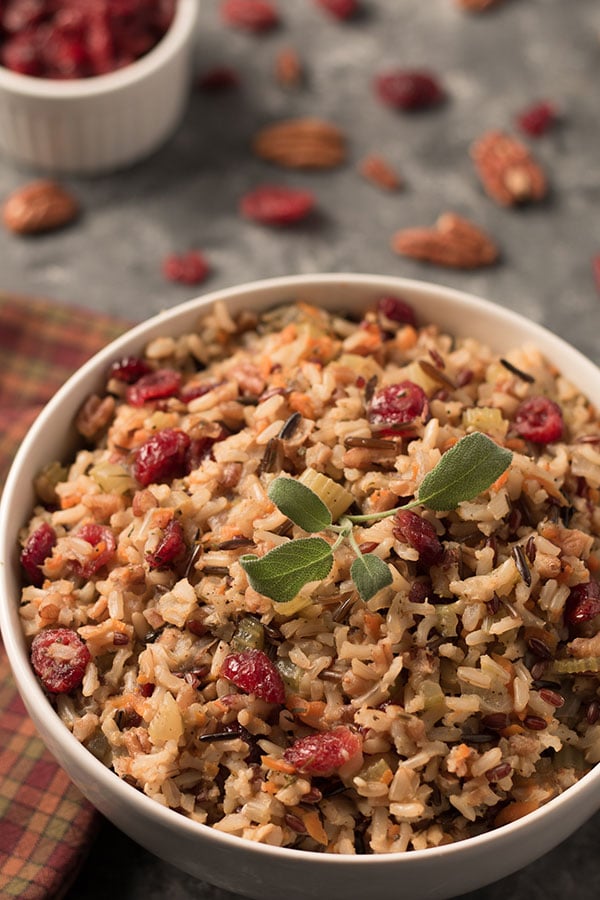 wild rice pilaf with cranberries and pecans