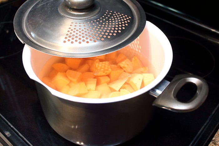 boiling sweet potatoes
