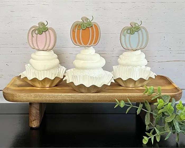 cupcakes with cardstock pumpkin toppers