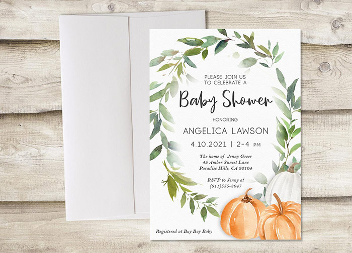 Lil Pumpkin Autumn Harvest Printable Baby Shower Bingo Cards 