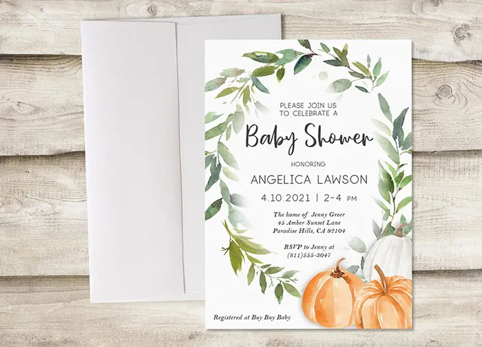 gender neutral pumpkin baby shower invite