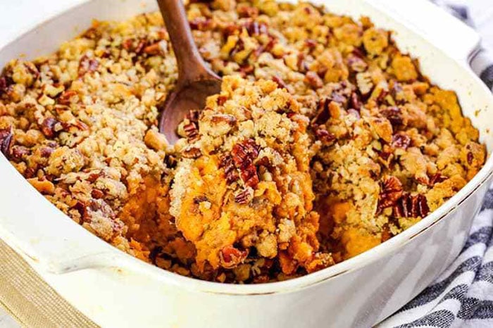 sweet potato casserole with praline topping
